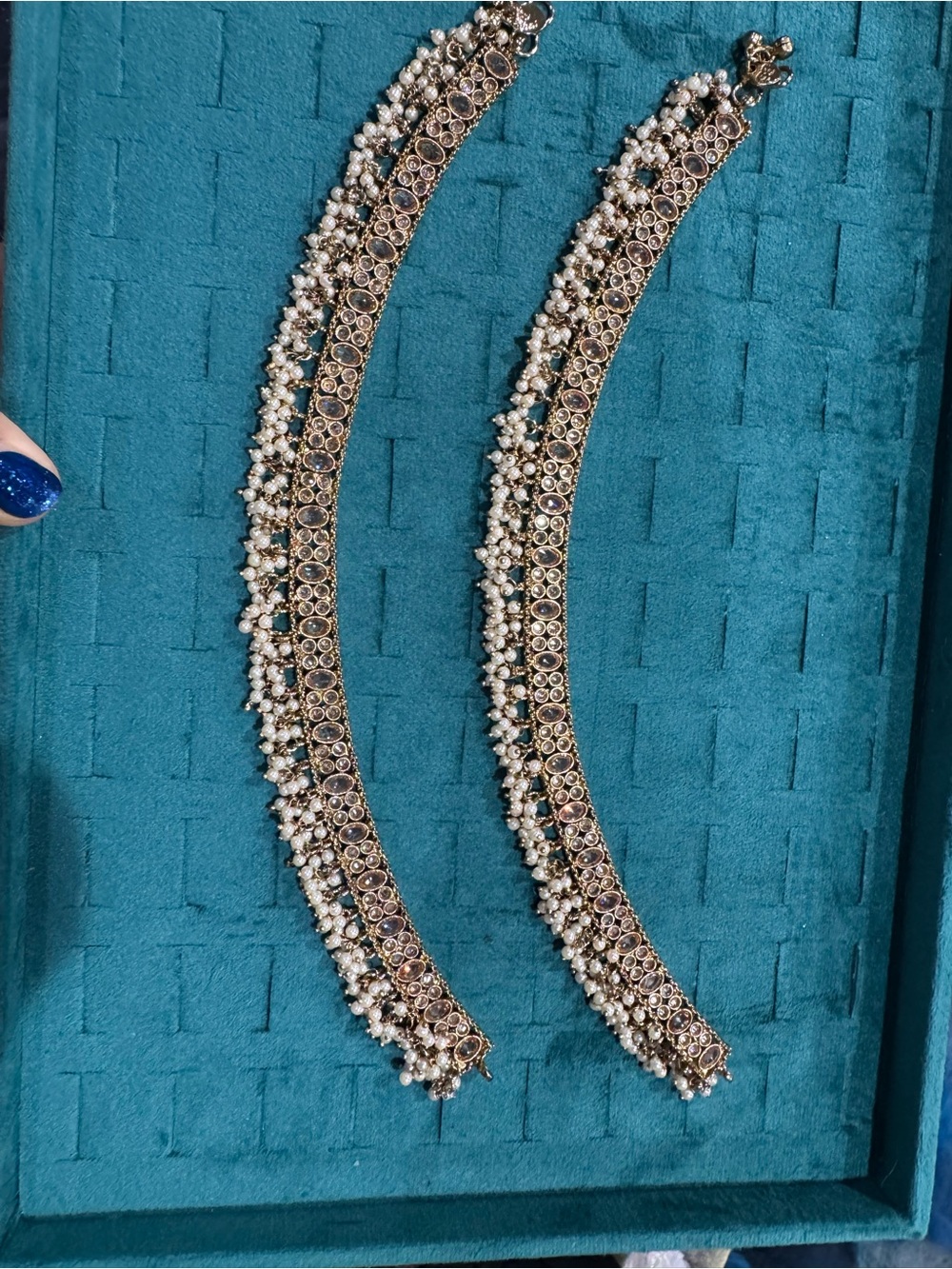 Fashion Jewelry Gold-Tone Pearl Accent Neck Anklets